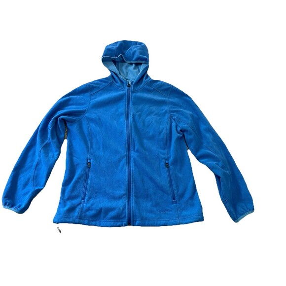 LL Bean Polartec Blue Hooded Fleece Jacket Womens Medium Full Zip - Picture 1 of 5